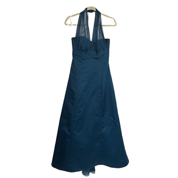 𝅺DAVID’S Bridal Teal Formal Dress - Picture 1 of 9